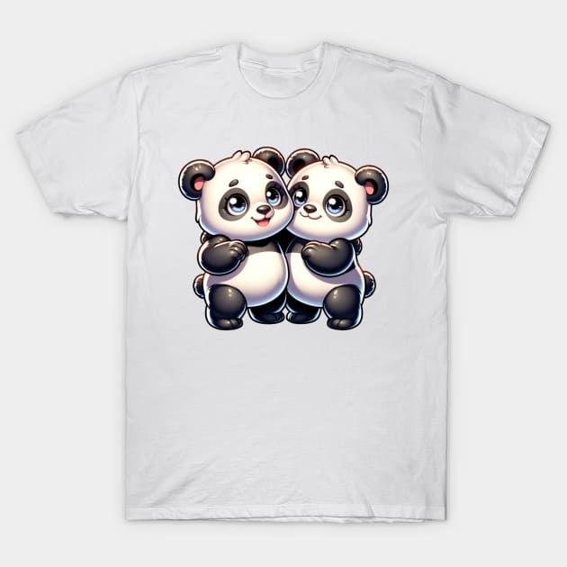 Pandas hugging. T-Shirt by lakokakr